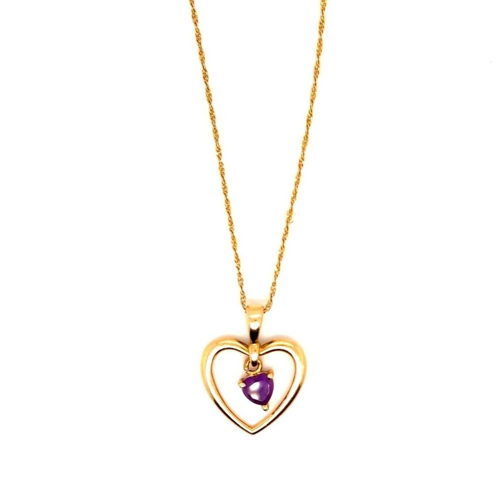 14K Gold‎ Amethyst Heart Necklace